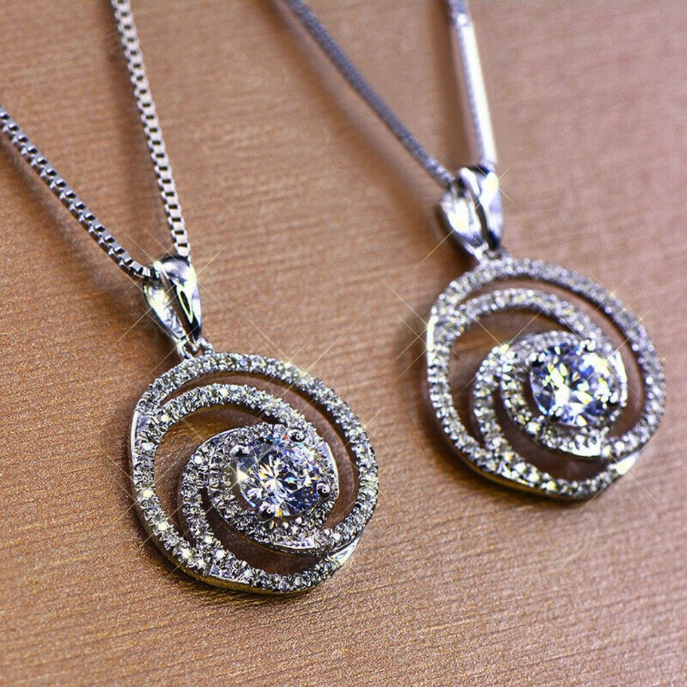 925 Silver Round Cut Pendant Necklace - Picture 4 of 4